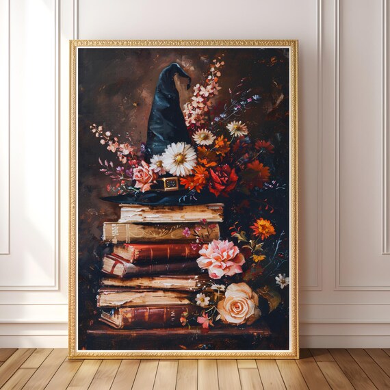 Gothic Book Painting, Dark Academia Art Print