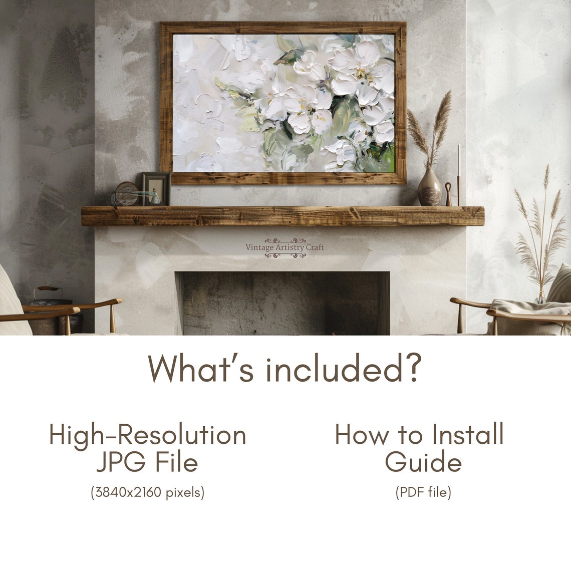 White Blossom Abstract Impasto Floral Painting Soft Botanical Wall Art - Image 7