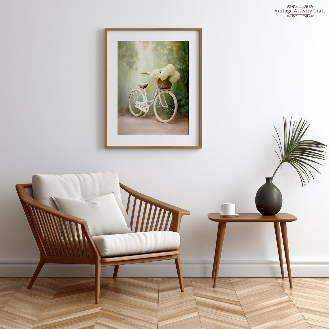 Vintage White Bicycle With Hydrangea Basket Dreamy Garden Poster - Image 7