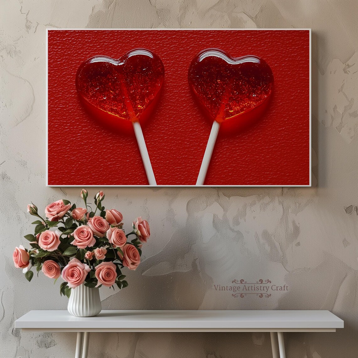 Glistening Red Heart Candy Lollipops Valentine Sweet Romance Poster - Image 5