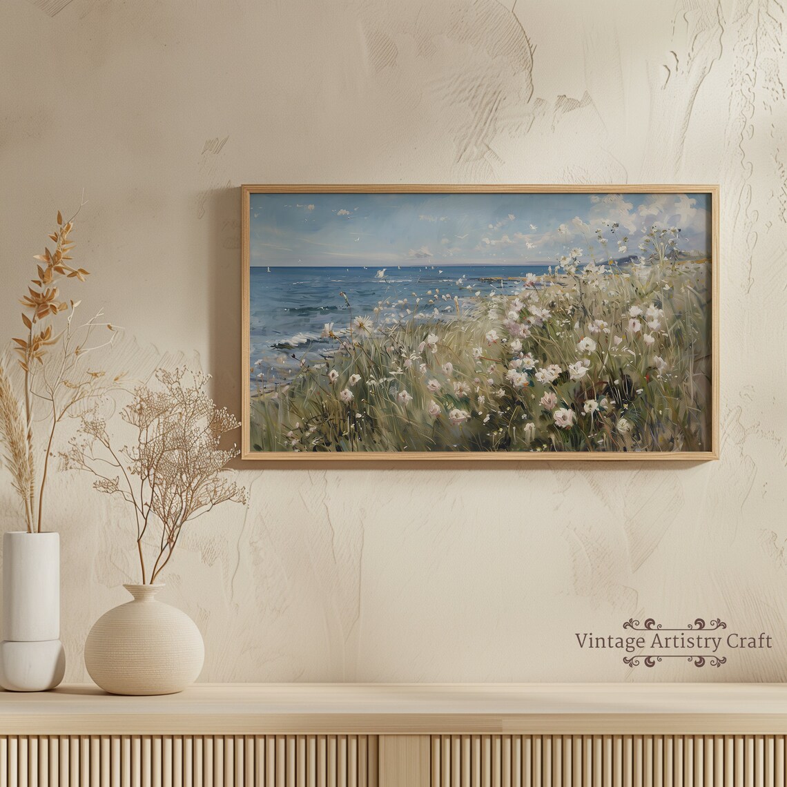 Coastal Wildflower Travel Poster, Vintage Seaside Floral - Image 5