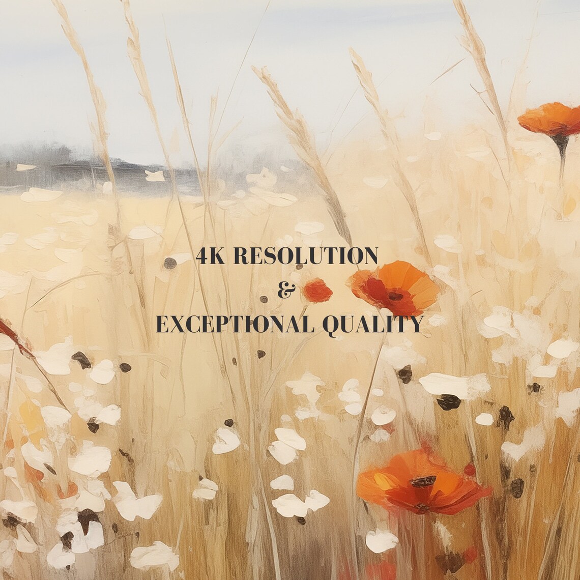 Orange Poppy Wheat Field Wildflower Golden Meadow Vintage Poster - Image 6