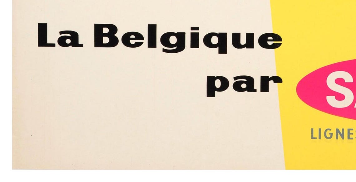 La Belgique par Sabena Atomium Brussels Vintage Airline Poster - Image 2