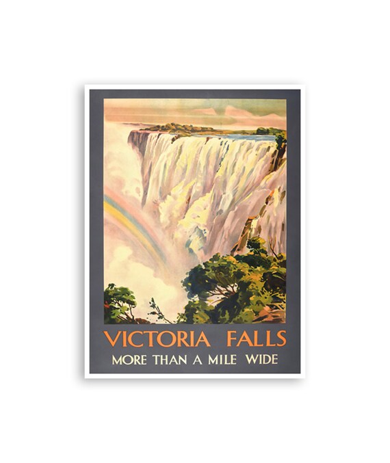 Victoria Falls Print Zimbabwe Art African Gift Poster Xr4011