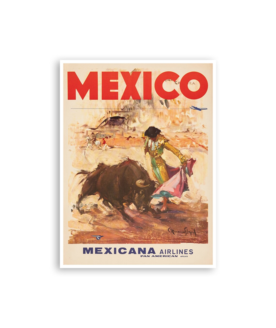 Mexico Retro Travel Poster, Mexican Wall Art Print