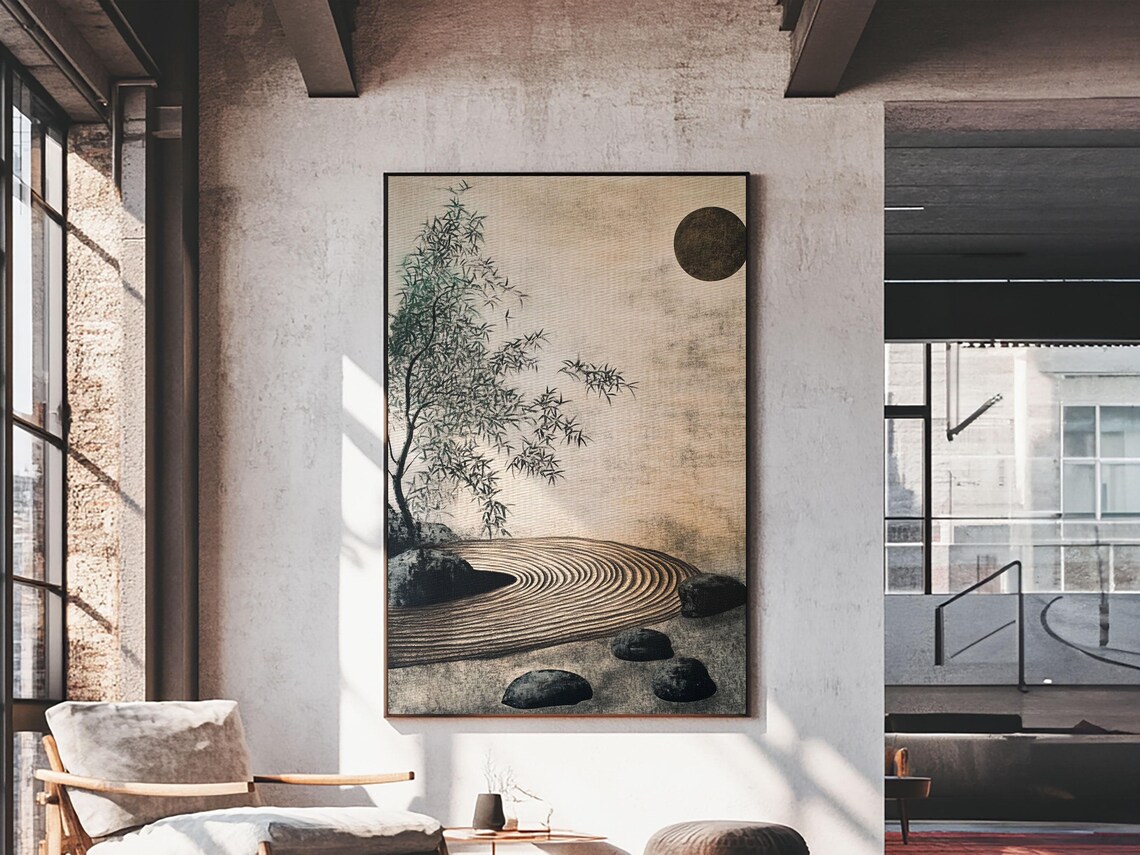 Zen Bamboo Garden Art Print, Minimalist Wabi Sabi - Image 2