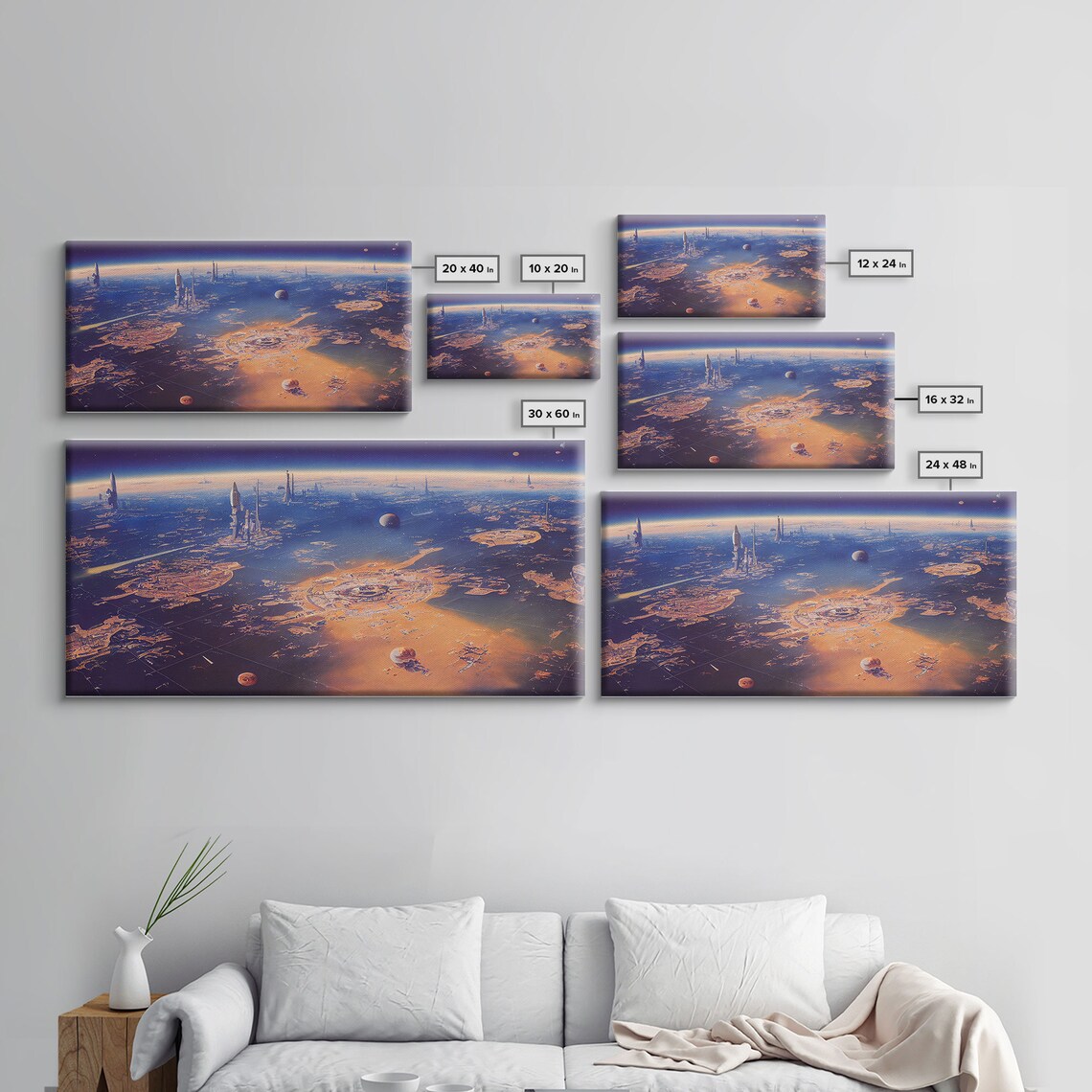 Futuristic City Planet, Bird's-Eye View Sci-Fi Art Print - Image 2
