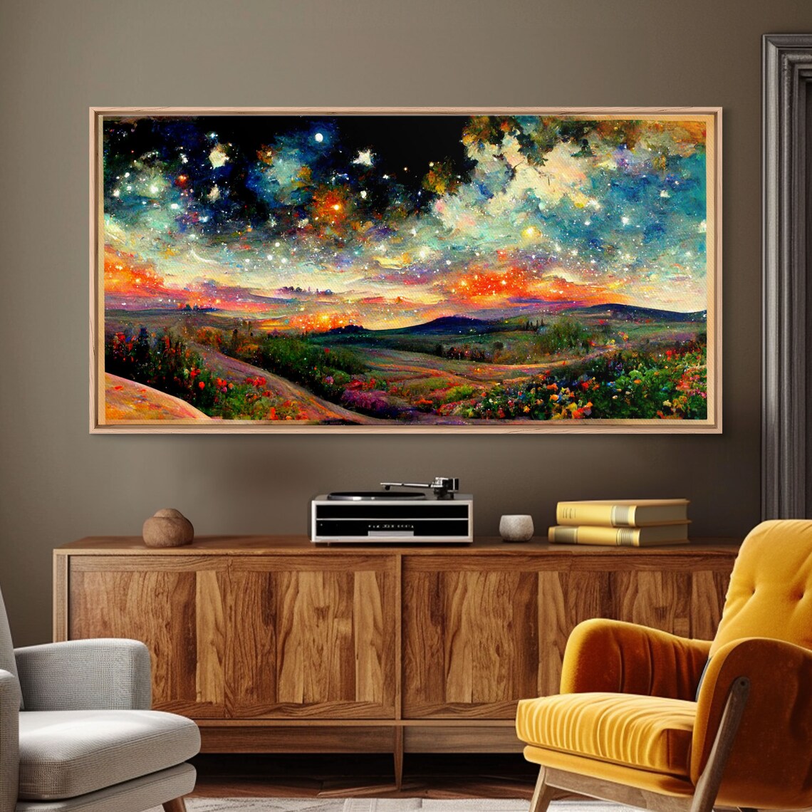 Van Gogh-Inspired Starry Night Art Print, Living Room