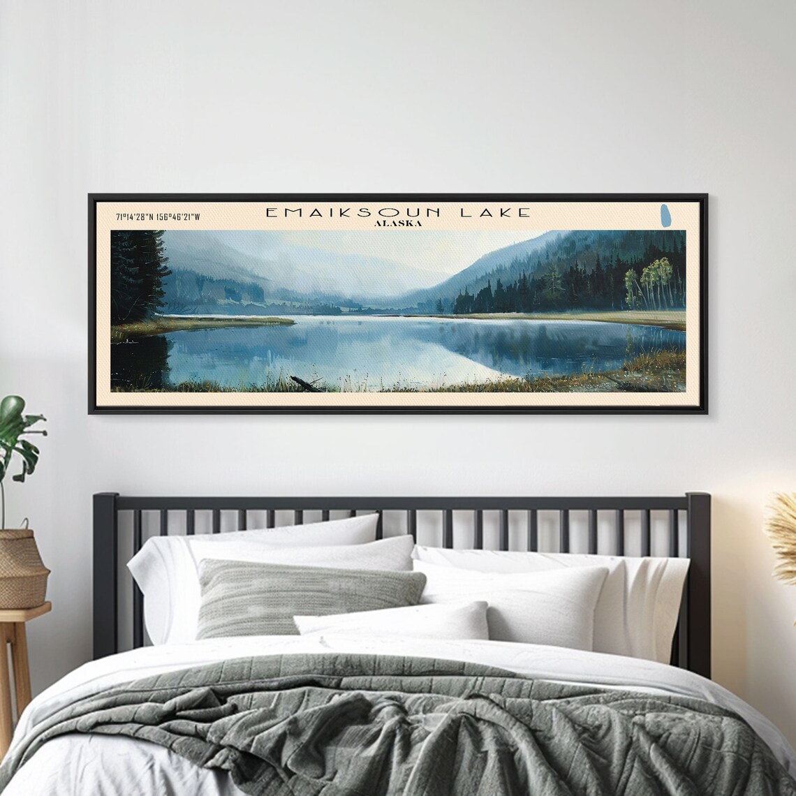 Emaiksoun Lake Alaska Misty Dark Blue Water Tall Pines Poster - Image 4