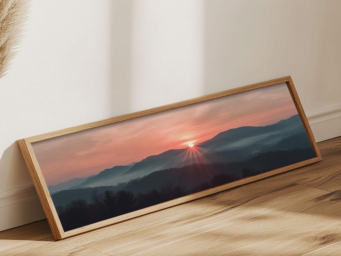 Great Smoky Mountains Sunrise Misty Ridges Panoramic Painting Poster - Image 6