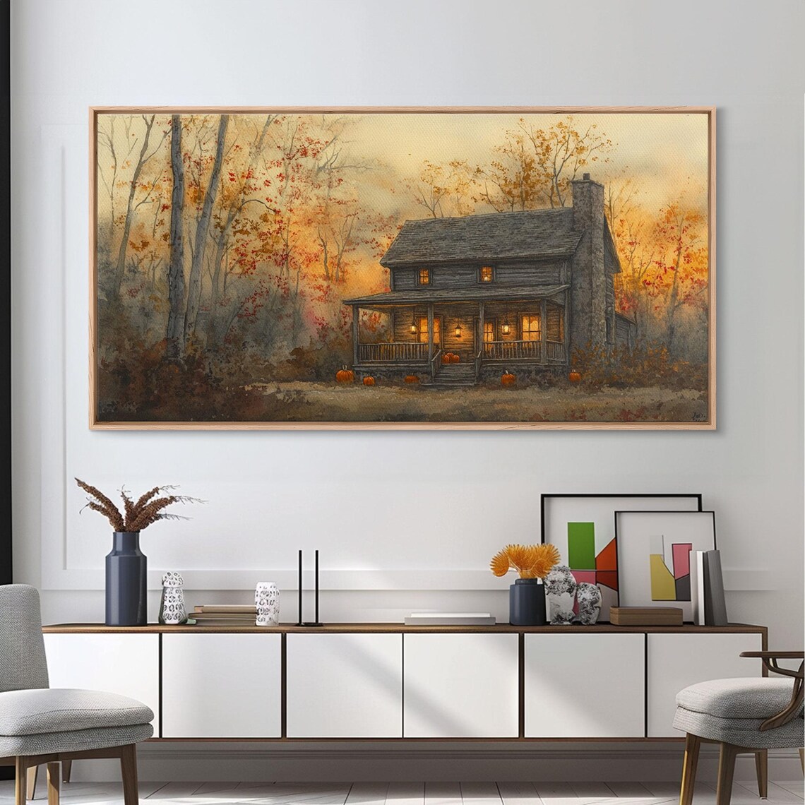 Spooky Farmhouse Halloween Autumn Pumpkin Art Print - Image 5