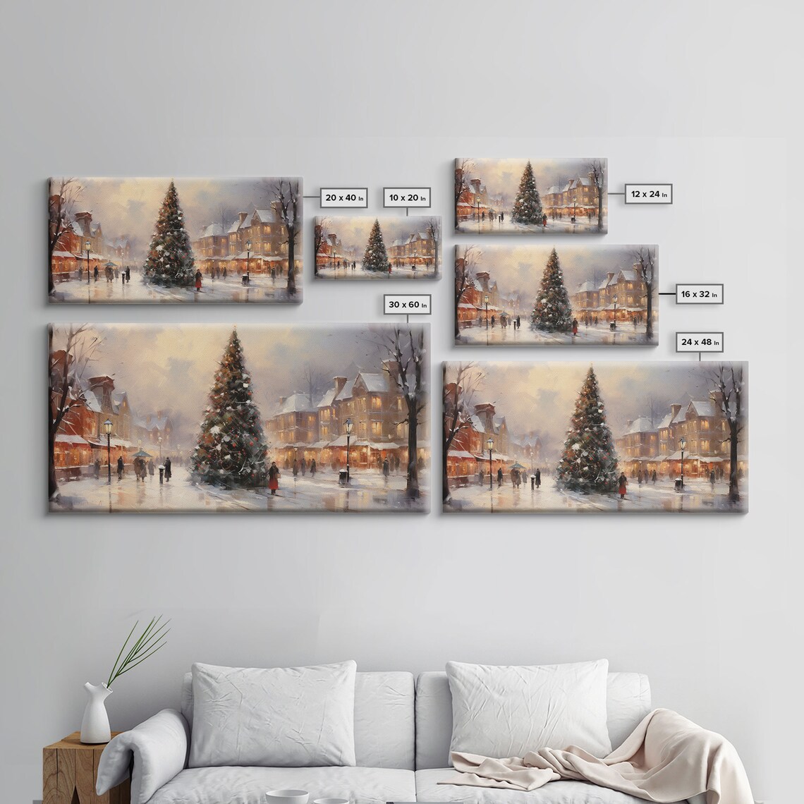 Winter Wonderland Christmas Village, Retro Art Print - Image 2