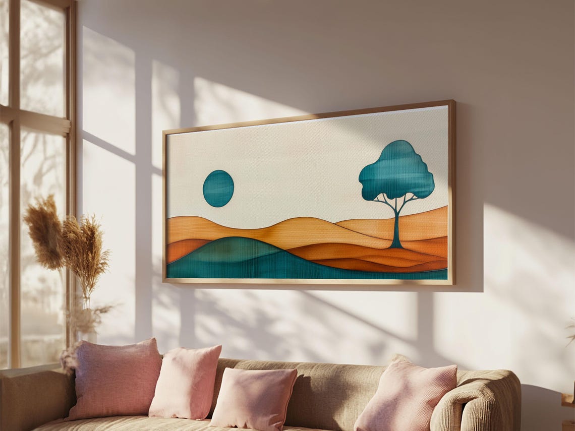 Cute Abstract Art Deco Landscape Print Minimalist Art Boho Home Decor For Abova Sofa Great Room Wall Art - Image 5
