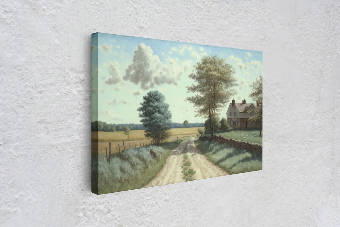 Dirt Road Farmhouse Summer Vintage Painting Rustic Pastoral Art Poster - Image 3