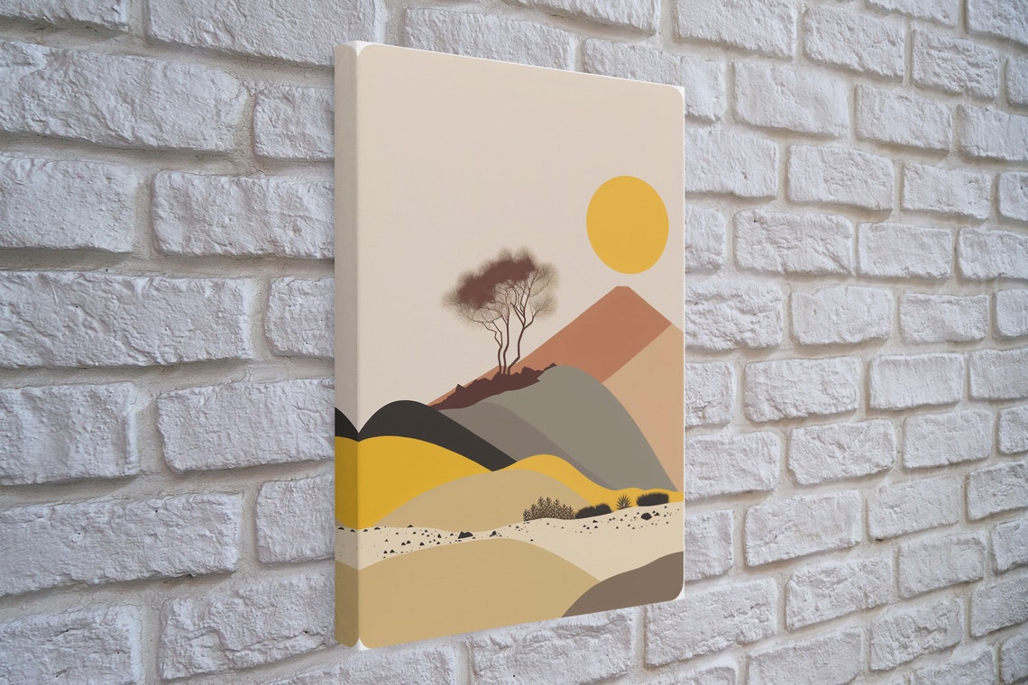 Pueblo Style Boho Desert Art Framed Print Minimalist Landscape Painting - Image 3