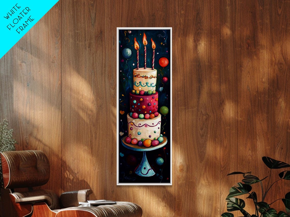 Whimsical Three Tier Birthday Cake With Candles Kitchen Art Poster - Image 6