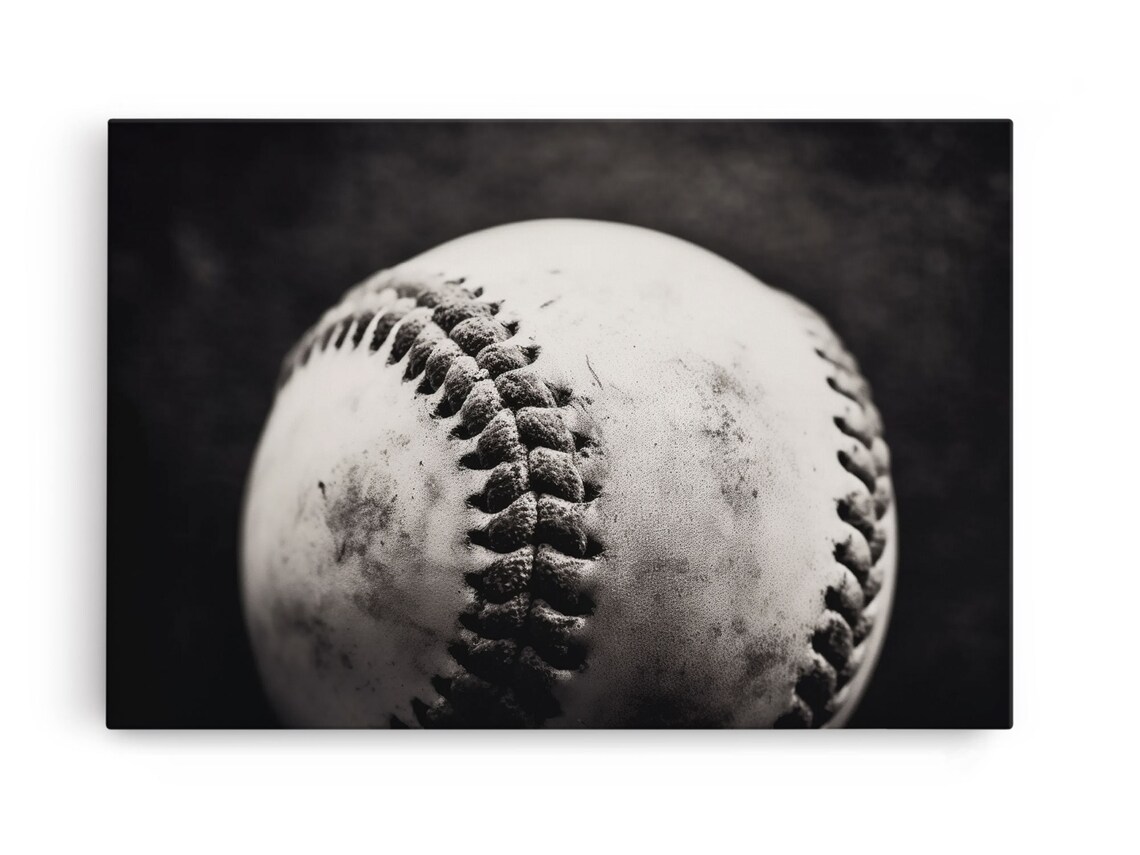Baseball Close Up Black And White Vintage Sports Photography Poster - Image 6