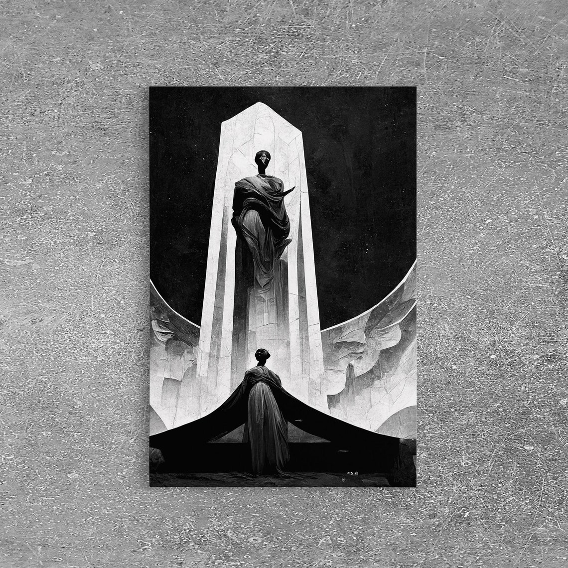 Black And White Art Deco Statue Obelisk Portal Minimalist Wall Poster - Image 4