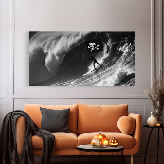 Pirate Surf Black and White Photography Art Print