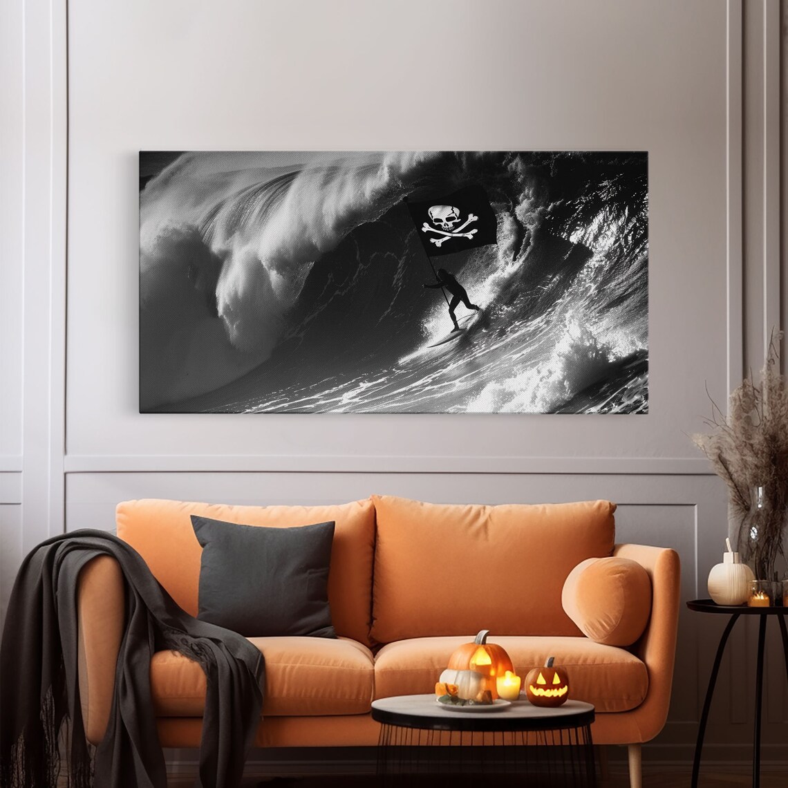Pirate Surf Black and White Photography Art Print