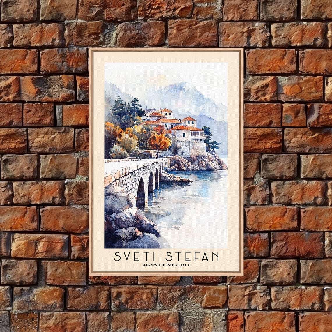 Sveti Stefan Montenegro Stone Islet Red Roofs Arched Causeway Poster - Image 4