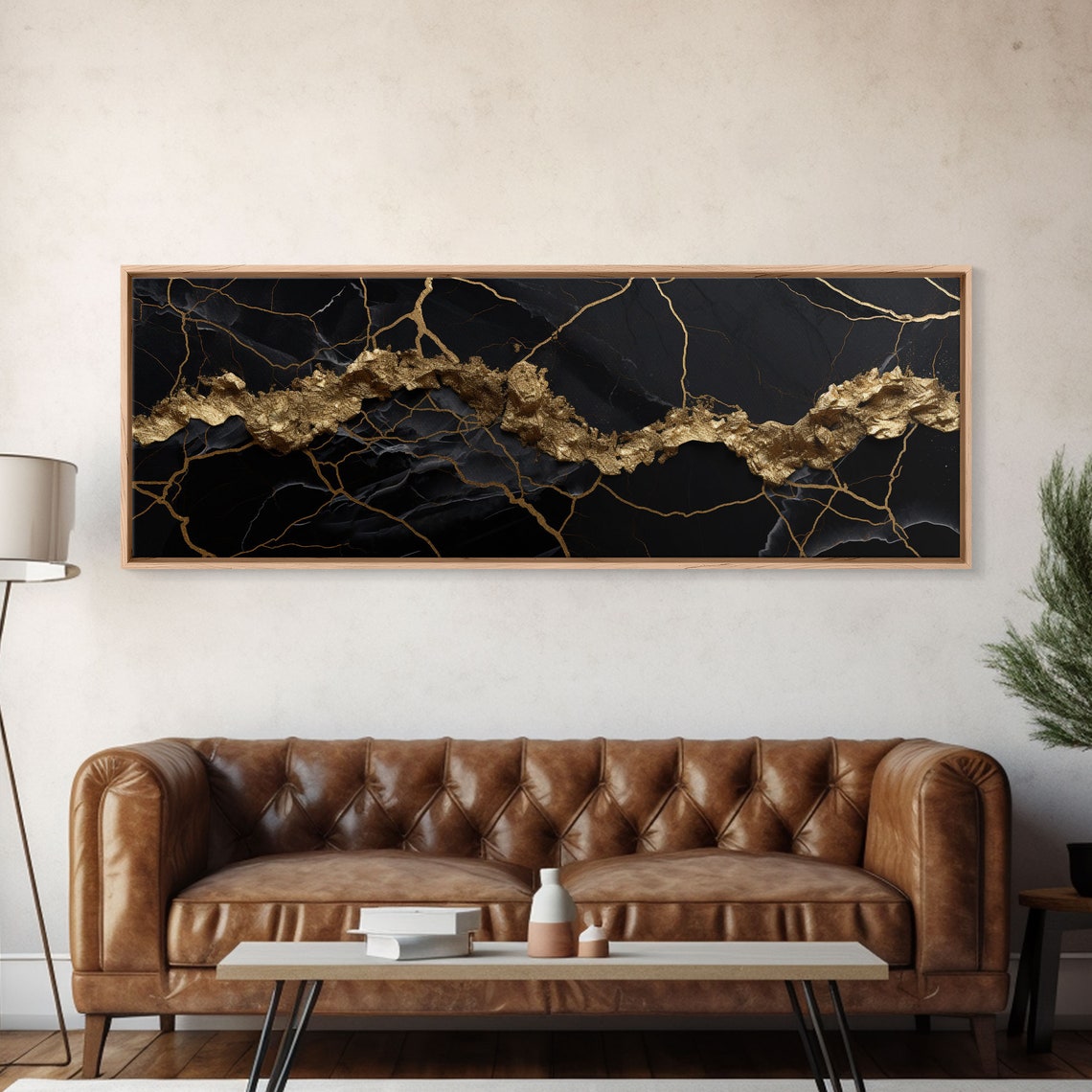 Black Gold Marble Abstract Dramatic Veined Stone Luxury Wall Art - Image 6