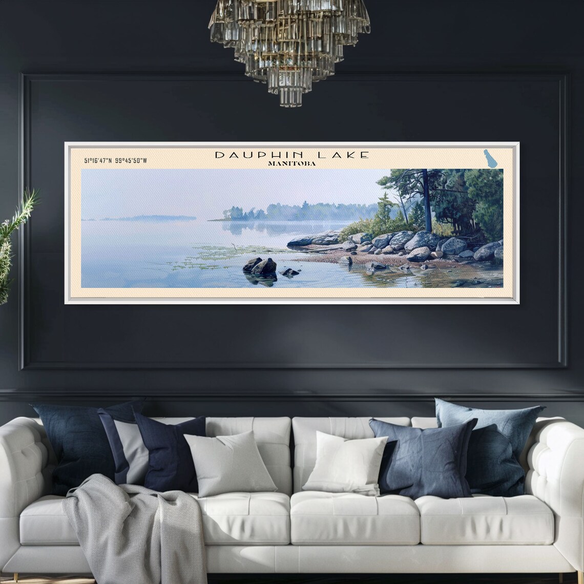 Dauphin Lake Manitoba Rocky Shore Pine Calm Water Travel Poster - Image 2