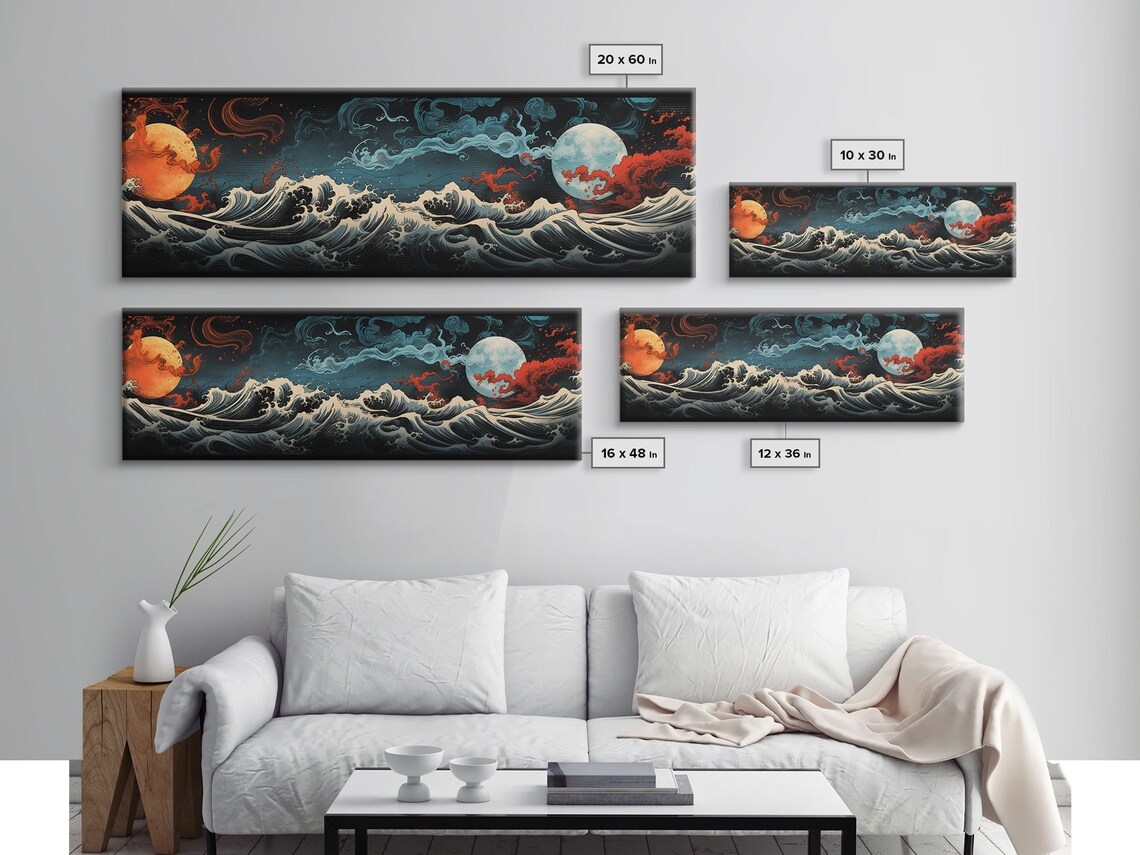 Hokusai-Inspired Japanese Minimalist Wall Art Print - Image 2