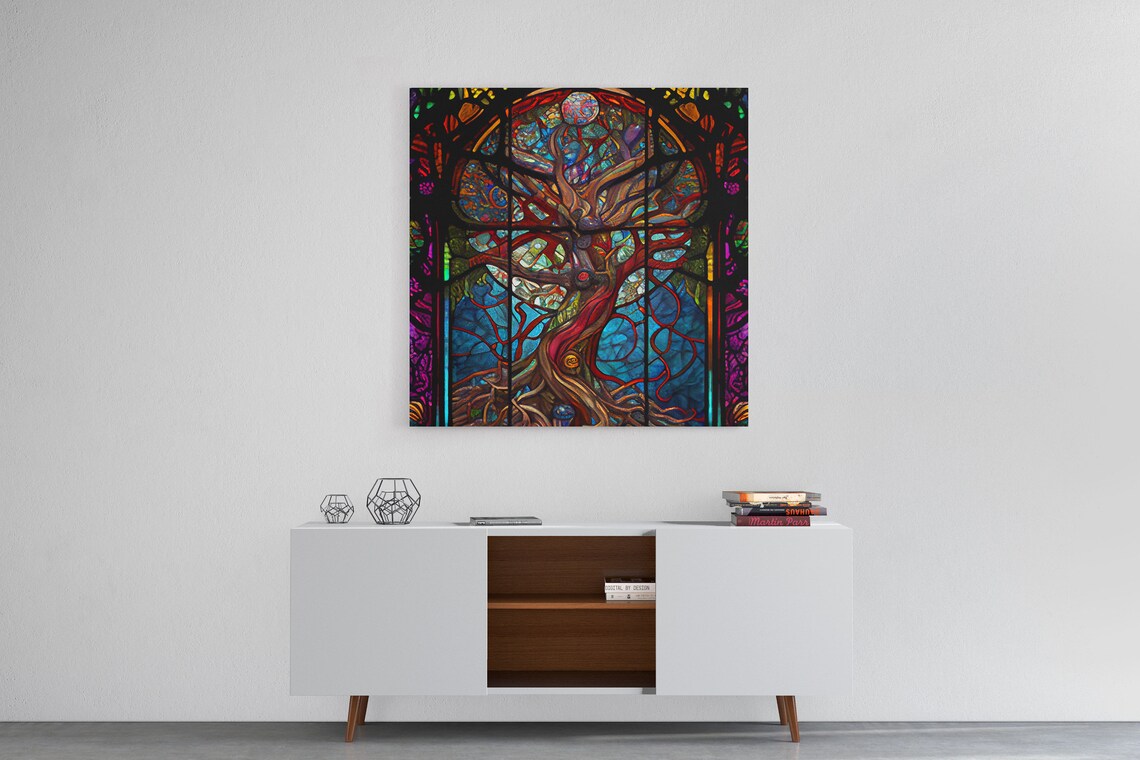 Stained Glass Tree Of Life Art Print, Forest Decor - Image 6