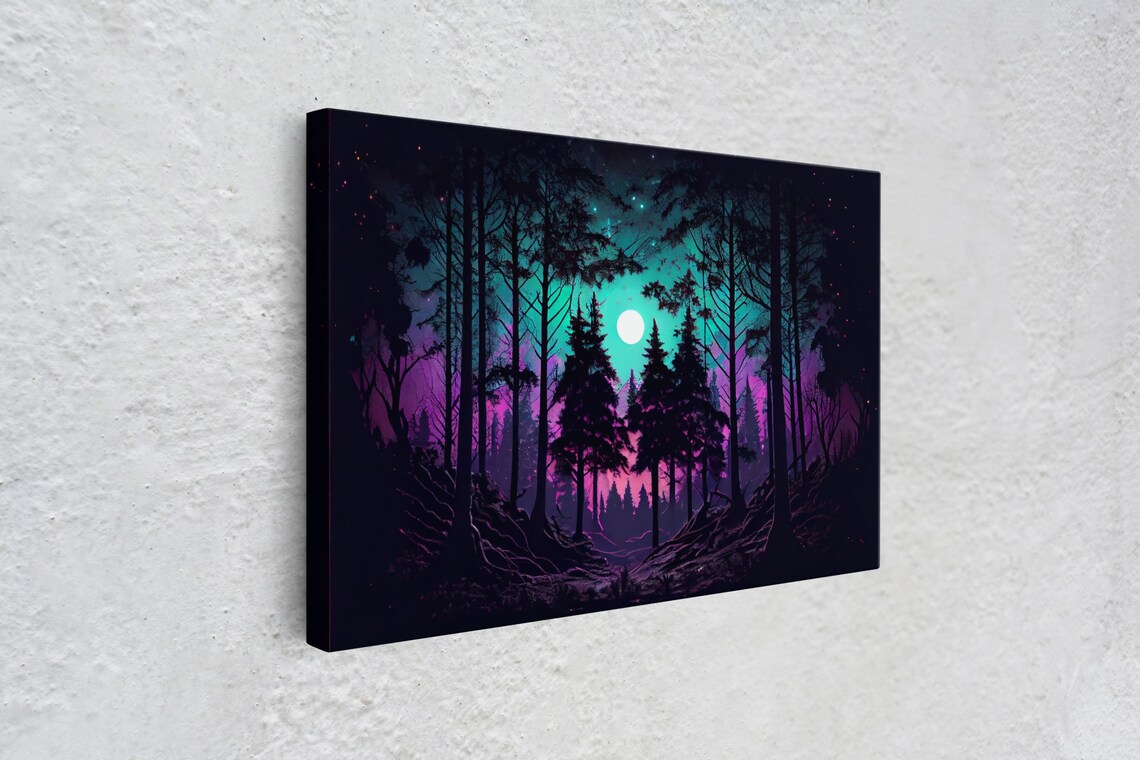 Fantasy Forest Art Print, Full Moon Through Trees - Image 4