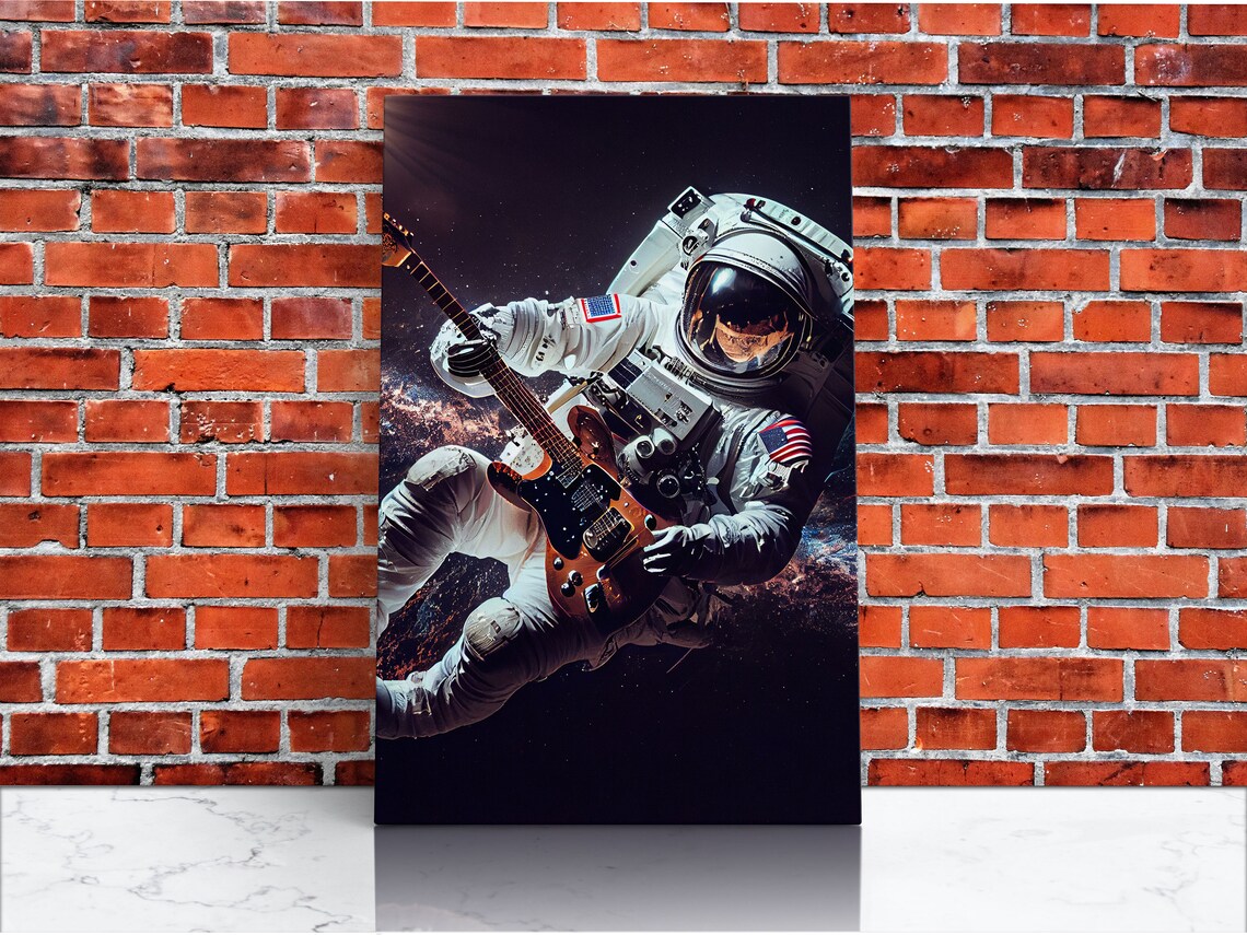 Space Man Jam Astronaut Playing Guitar In Space Art Print - Image 4