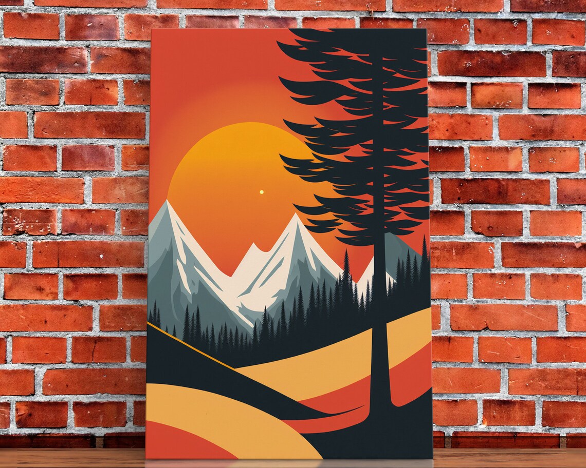 Sunset Over the Mountains, Retro Pop Art Poster - Image 5