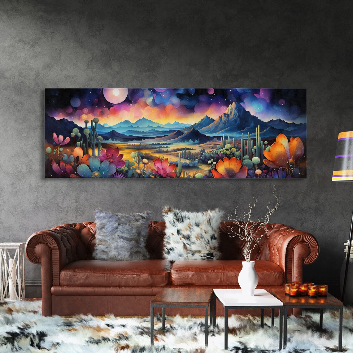 Starry Night Over Southwestern Desert, Van Gogh-Inspired - Image 3