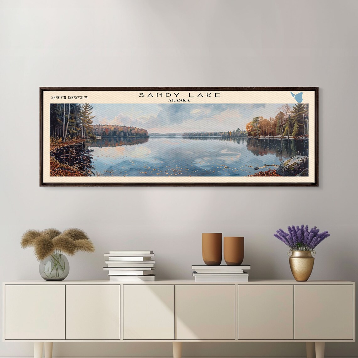 Sandy Lake Alaska Autumn Shore Mirror Calm Lake Water Travel Poster - Image 2