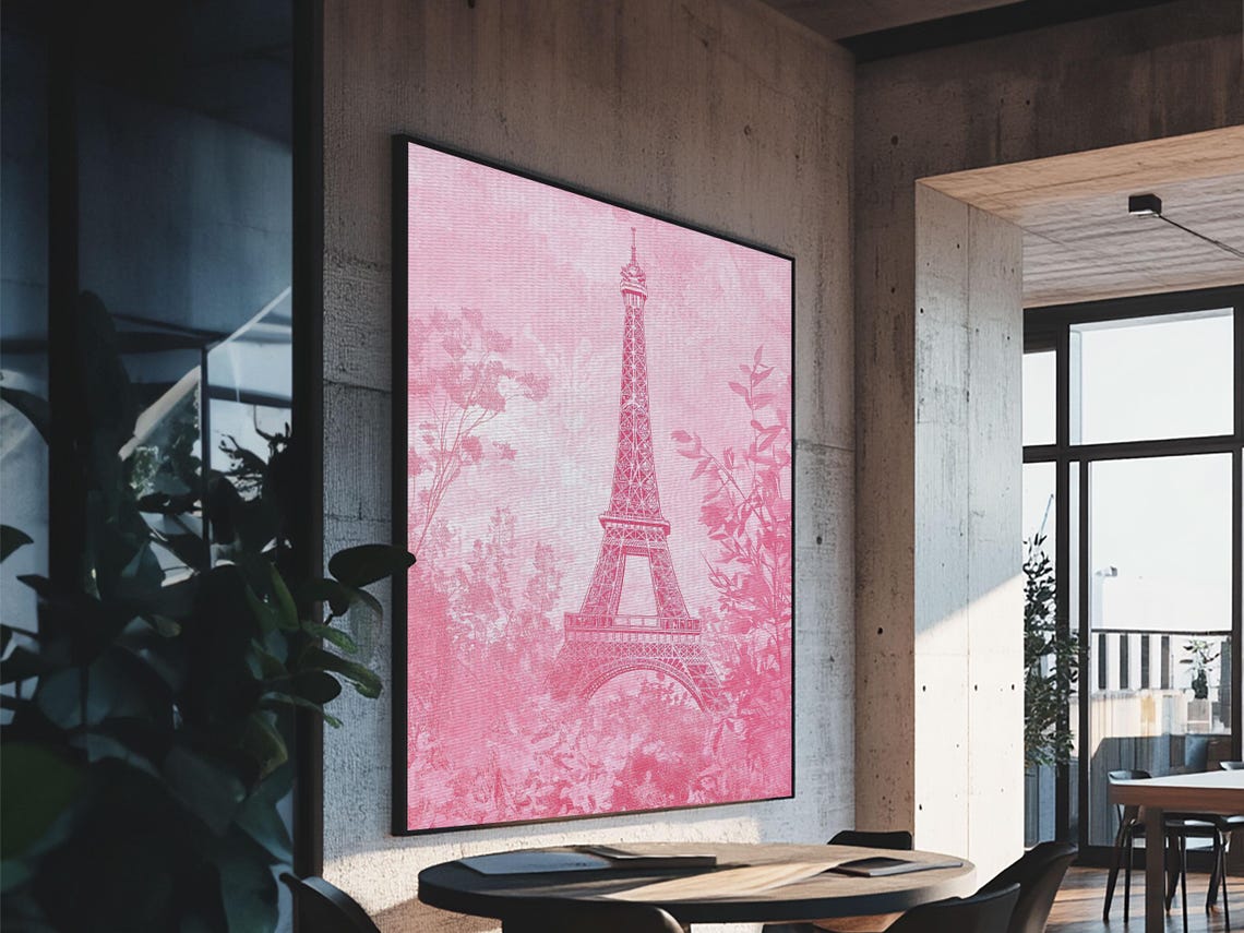 Eiffel Tower Pink Watercolor Parisian Blush Romantic Travel Poster - Image 6