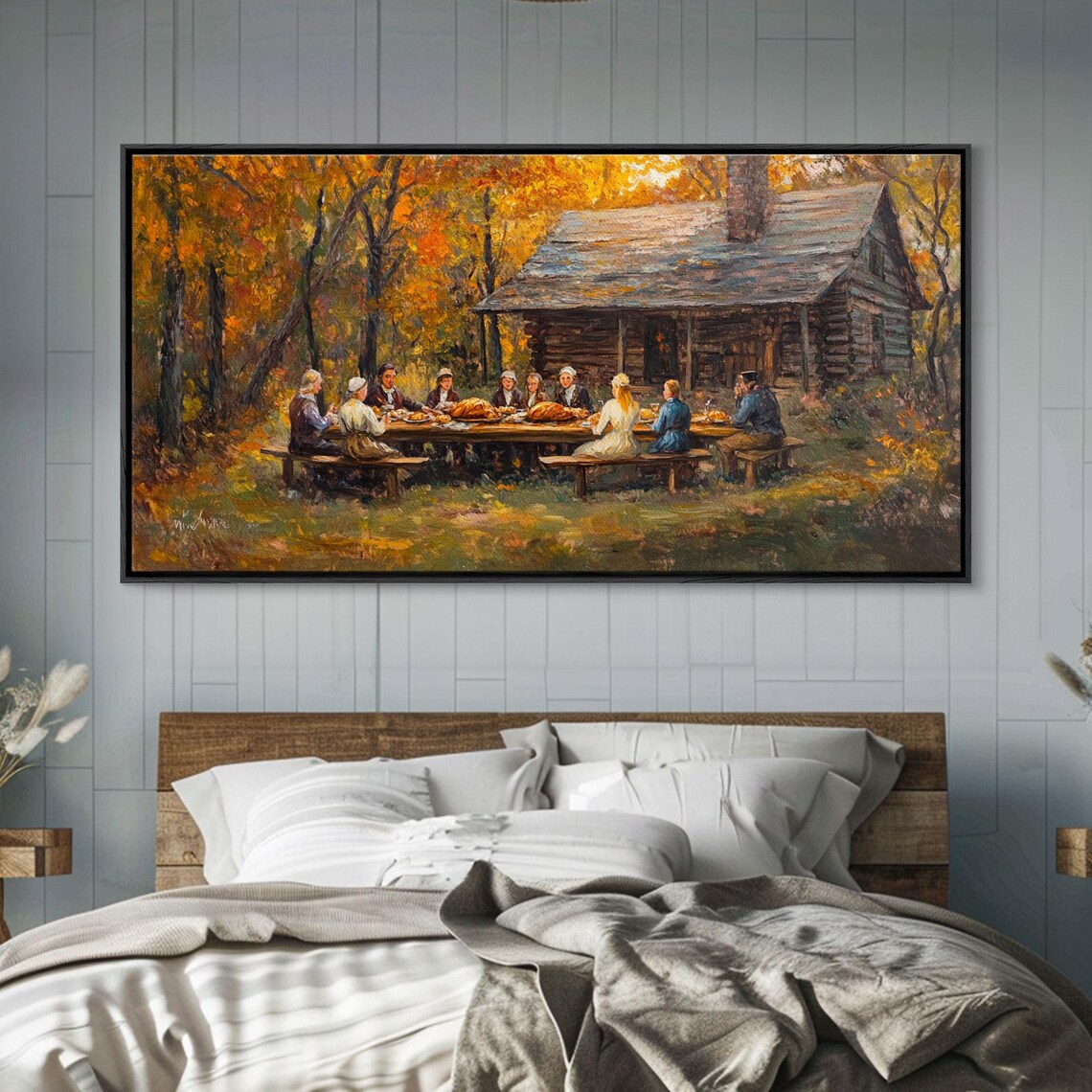 Thanksgiving Dinner With Family, Rustic Cabin Art Print - Image 3