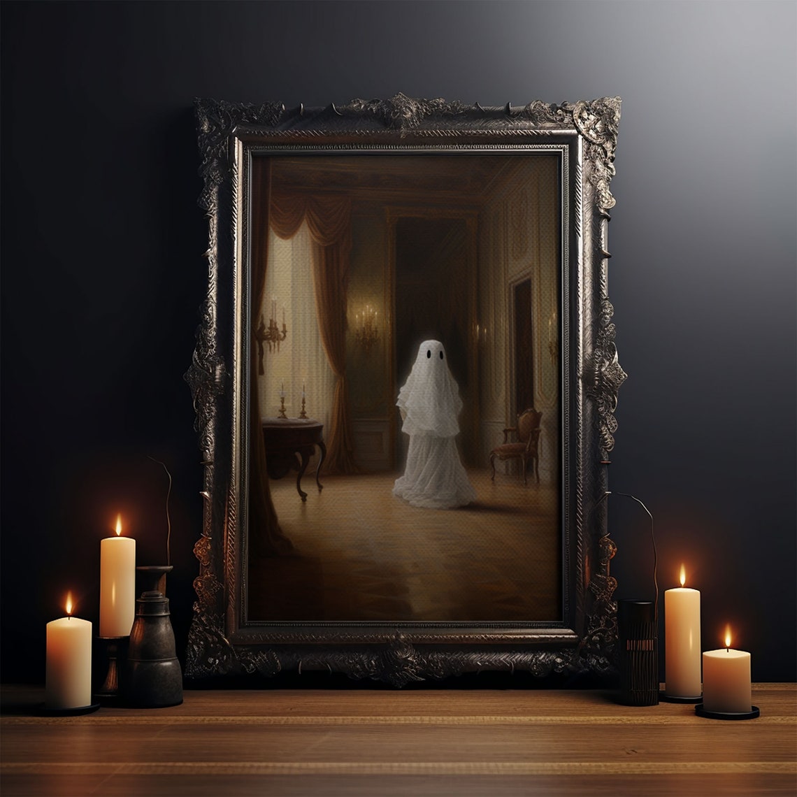 Victorian Ghost Haunting Elegant Ballroom Spooky Halloween Art Poster - Image 3