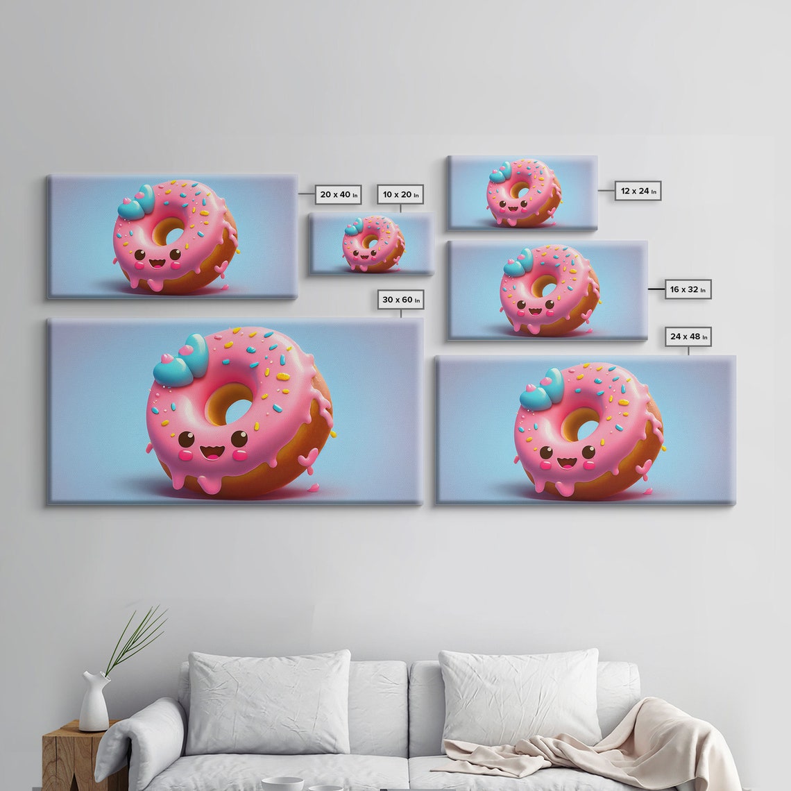 Kawaii Donut Art Framed Print Cute Kawaii Art Anime Style Wall Art - Image 2