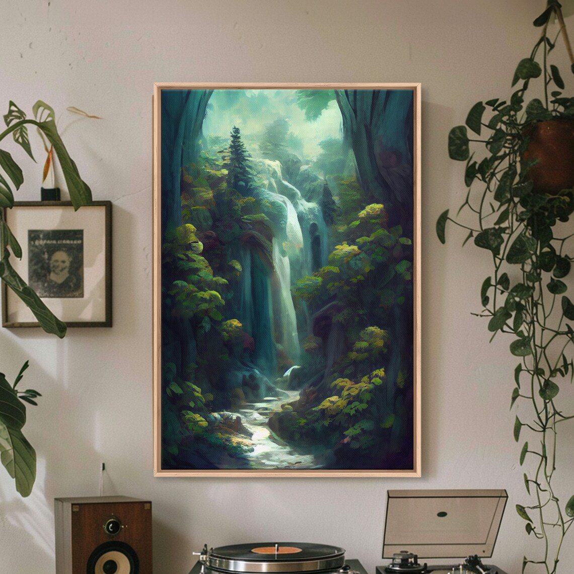 Waterfall Fantasy Watercolor Landscape Art Print - Image 5