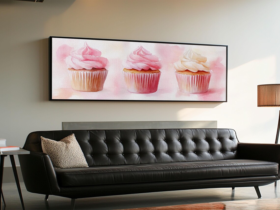Cupcake Painting with Light Pink Frosting, Kitchen Art Print - Image 4