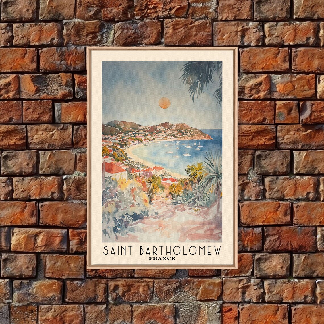 Saint Bartholomew France Watercolor Print Vacation Gift France Wall Art Beach Painting Beach Decor Beach Or Lakehouse Art - Image 5