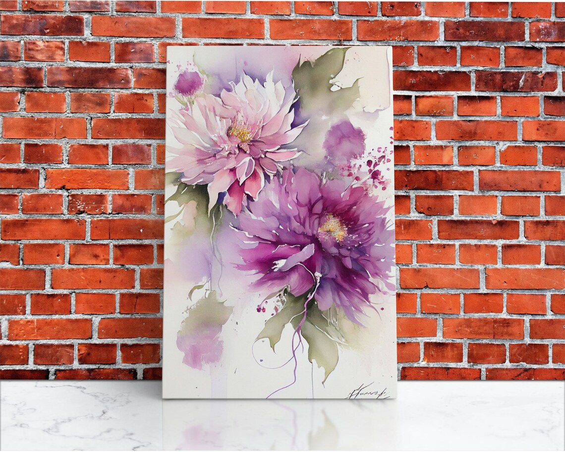 Pink Purple Watercolor Blossom Flowers Soft Botanical Floral Poster - Image 3