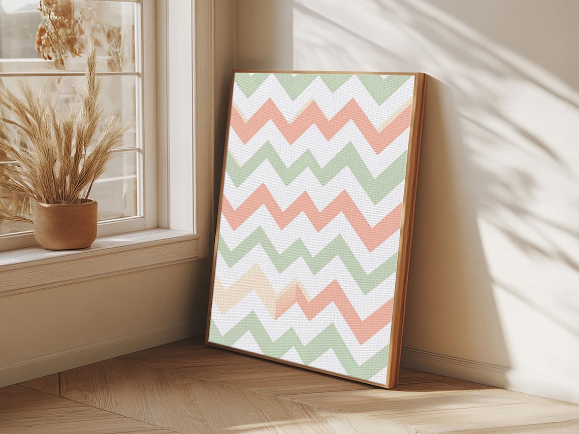 Pastel Chevron Zig Zag Pattern, Mid Century Modern