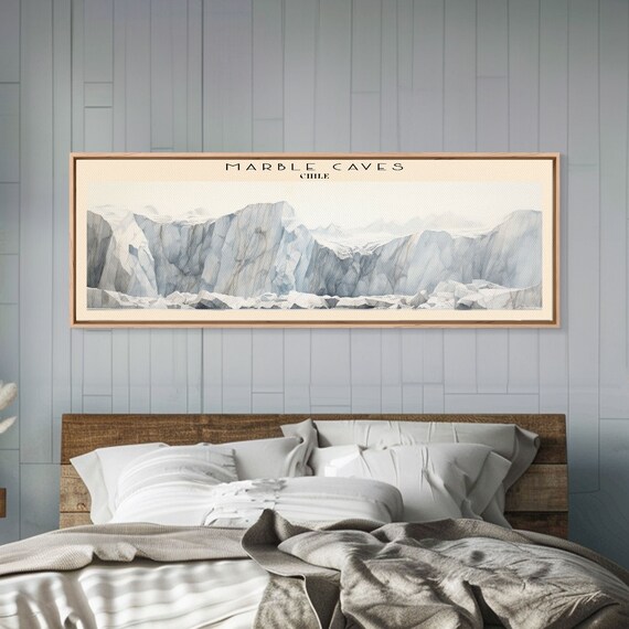 Marble Caves Framed Print Travel Poster Panoramic Wall Art Home Decor Gift For Travel Lover Wall Hanging