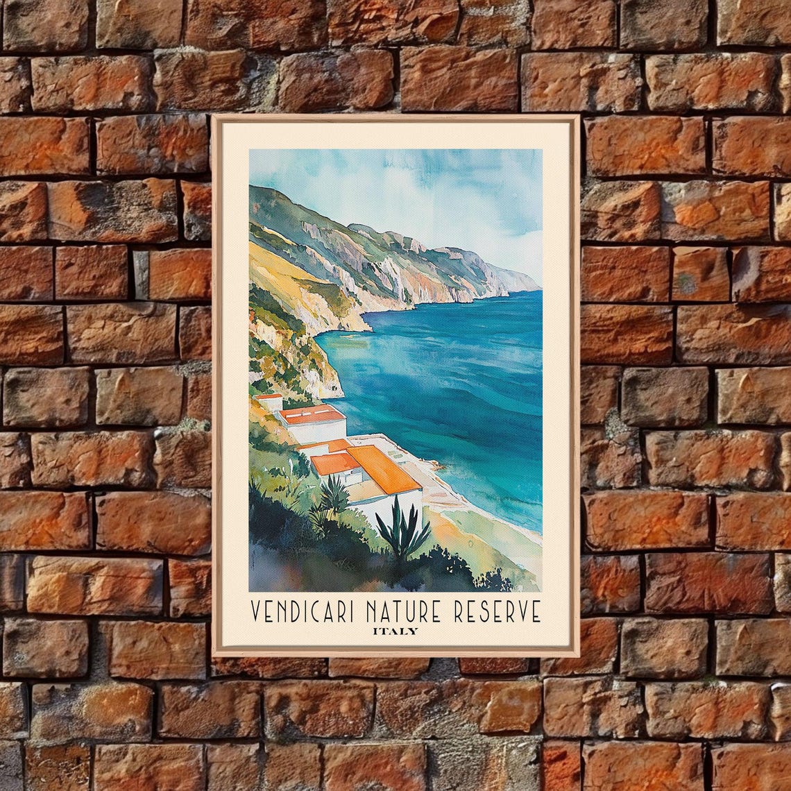 Vendicari Nature Reserve Italy Turquoise Bay Watercolor Poster - Image 5