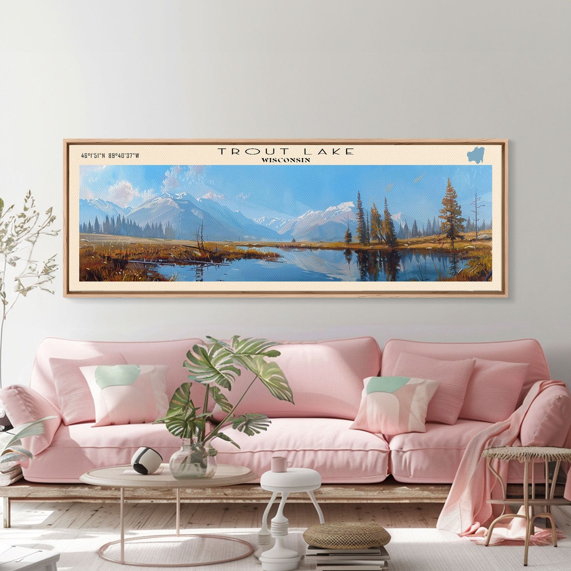 Trout Lake Wisconsin Panoramic Snow Mountains Autumn Marsh Poster - Image 2