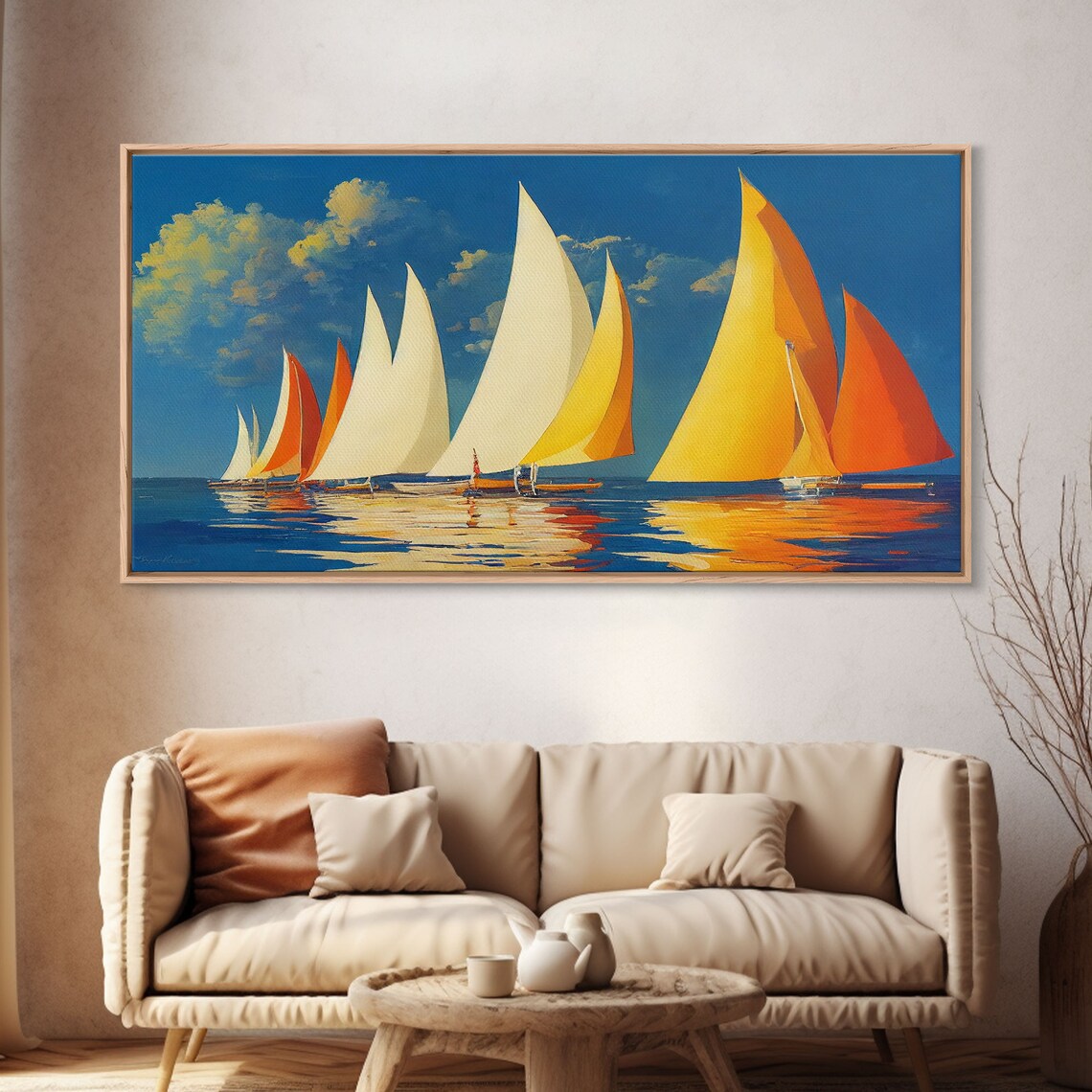 Art Deco Sailboats on the Open Sea Travel Poster - Image 4