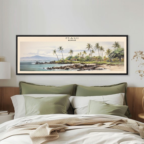 Maui Travel Poster, Hawaii Vintage Watercolor Print
