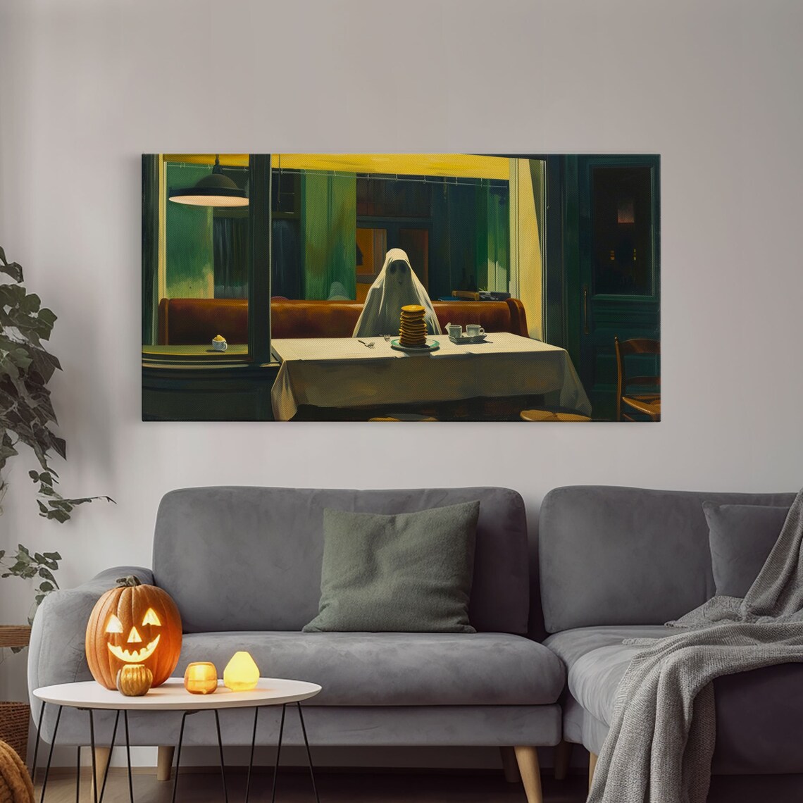 Haunted Diner Ghost Having A Stack Of Pancakes Art Print - Image 4