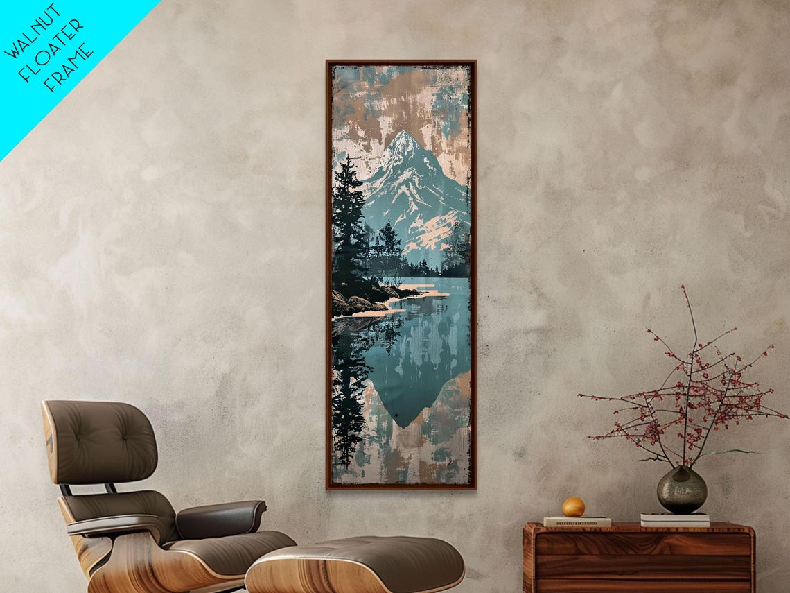 Snowy Mountain Peak Lake Reflection Vintage Style Travel Poster - Image 2